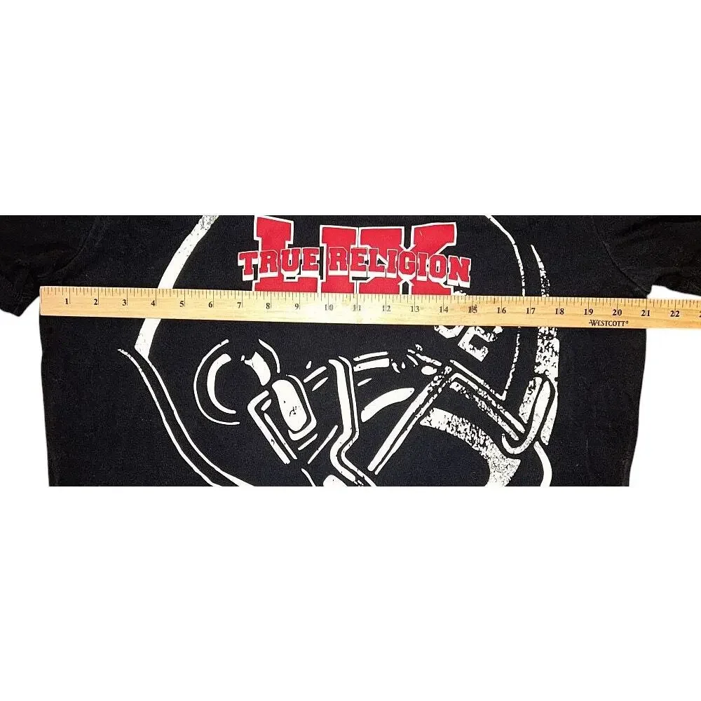 True Religion Football True Bowl Cotton Black Crew Neck T-Shirt Men's Medium